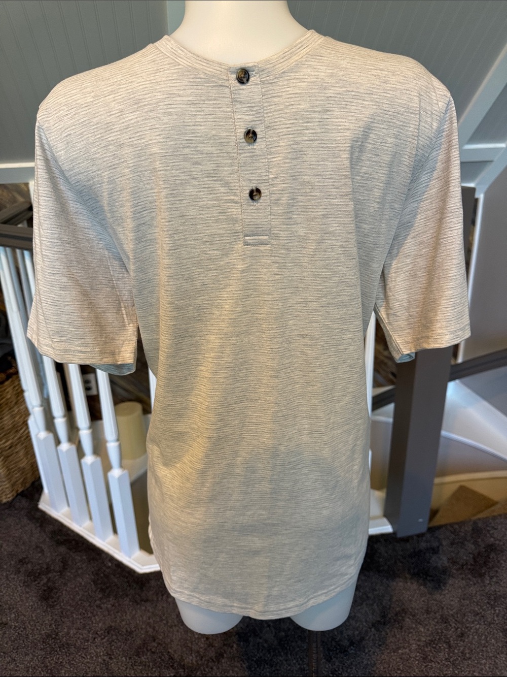 Travis Mathew Heathered Cream Short-Sleeve Henley Polo
